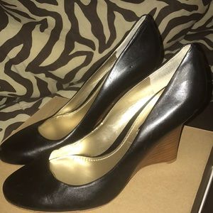 Black Leather Wedge Shoes
